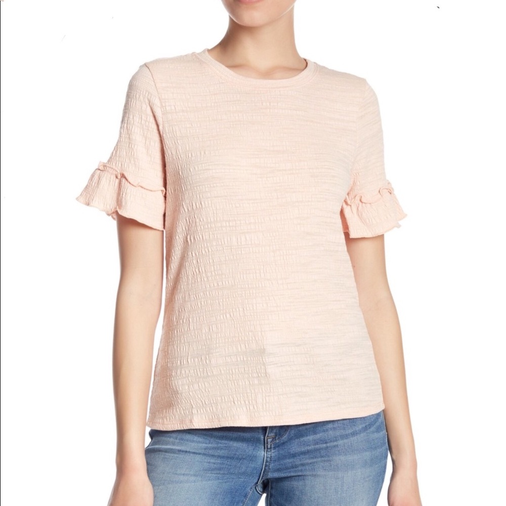 NWT Bobeau Texture Ruffle Knit Tee (petite)